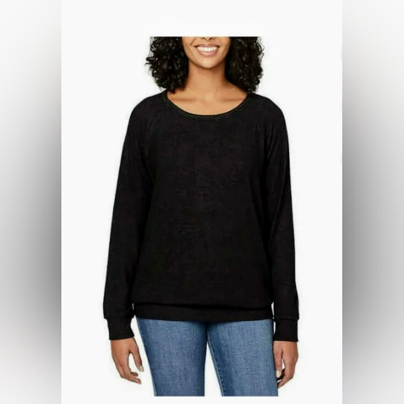 Buffalo Women`s Soft‎ Cozy Crewneck Pullover Sweater Black Heather Large NWT - Picture 1 of 8